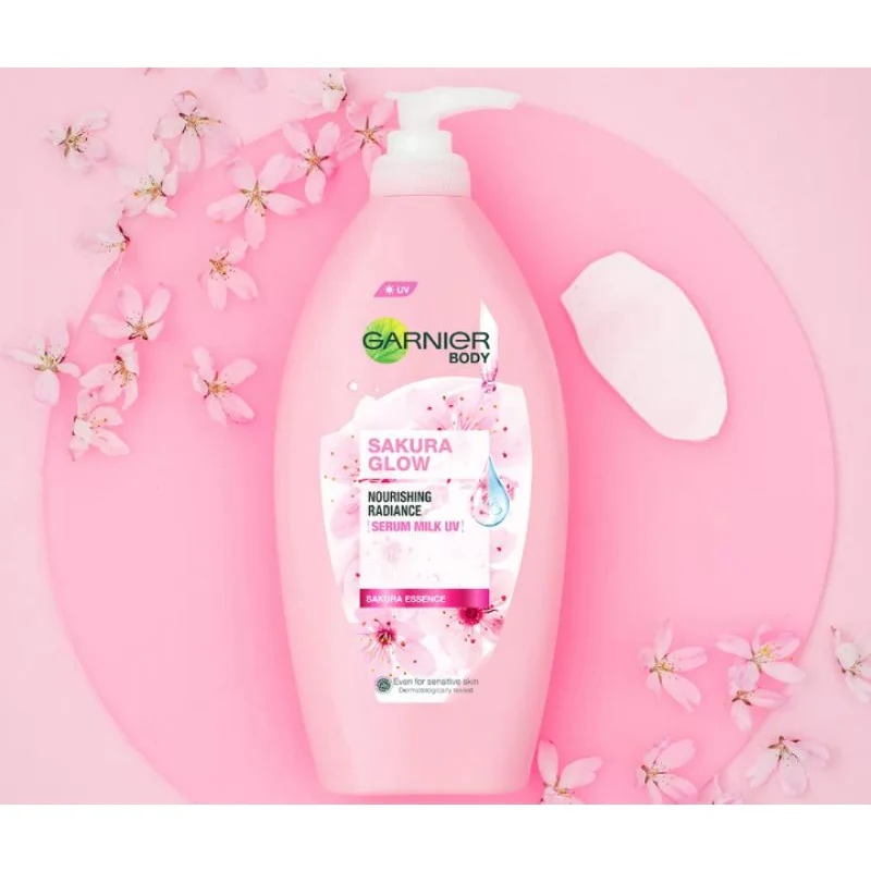 GARNIER Sakura Glow Serum Body Lotion 400ml at Cosmetic House.lk