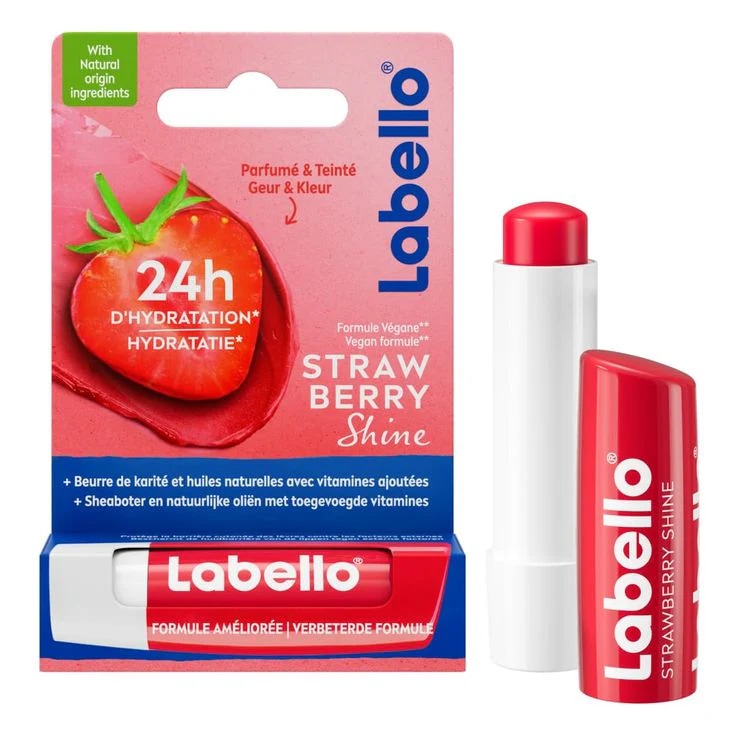 Labello Strawberry Shine Lip Care Balm – 4.8g at Cosmetic House.lk