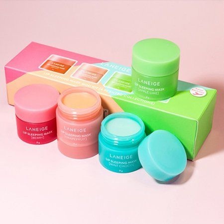 [ LANEIGE ] Lip Sleeping Mask EX Mini 4-Piece Set (Berry, Grapefruit, Apple Lime, Mint Choco at Cosmetic House.lk
