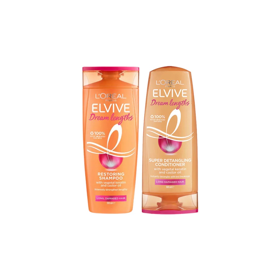 L'Oreal Elvive Dream Lengths Restoring Shampoo & Super Detangling Conditioner 300ml at Cosmetic House.lk