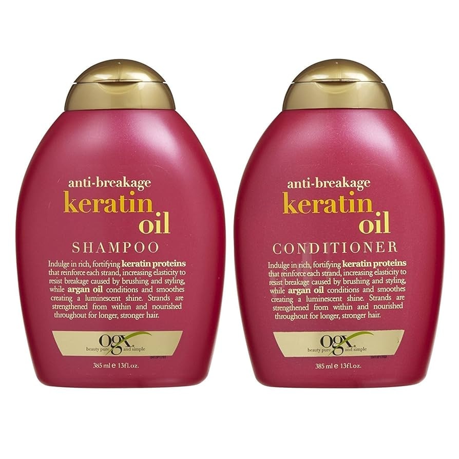 OGX Anti-Breakage + Keratin Oil Fortifying Anti-Frizz Conditioner + shampoo at Cosmetic House.lk