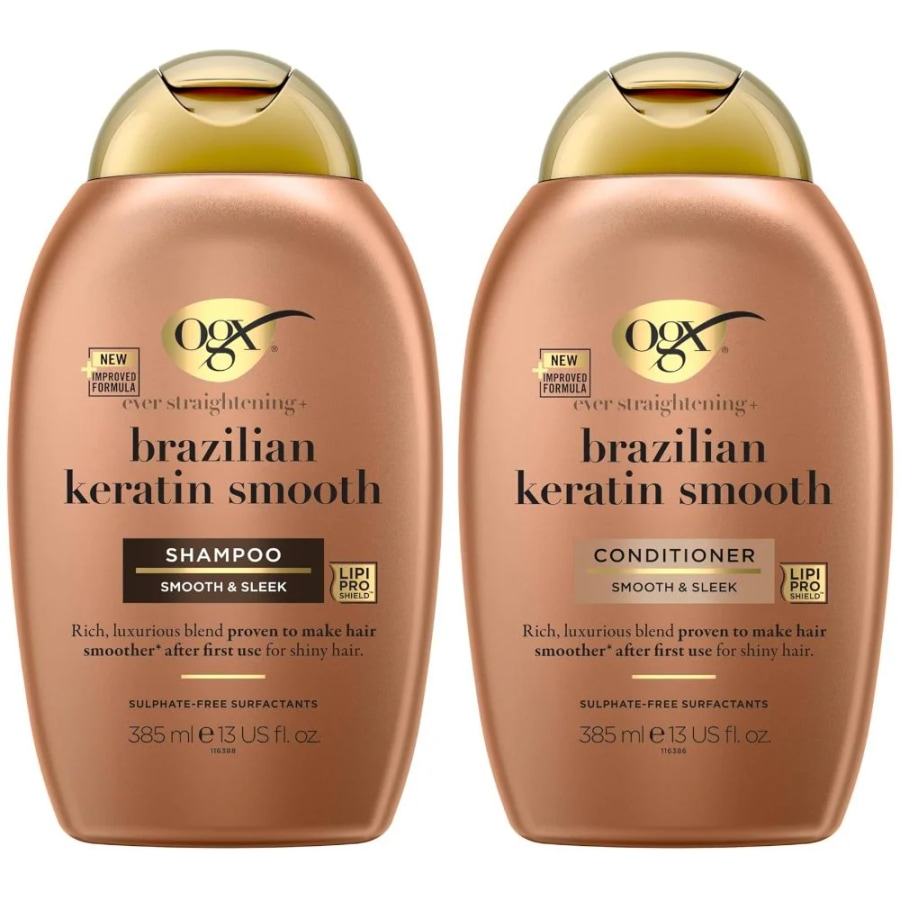 OGX Ever Straightening + Brazilian Keratin Therapy Smoothing Shampoo + Conditioner at Cosmetic House.lk