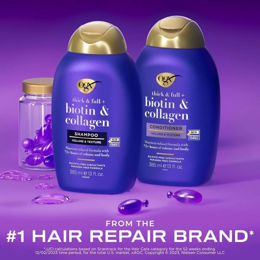OGX Thick & Full + Biotin & Collagen Volumizing Shampoo & Conditioner Set, at Cosmetic House.lk